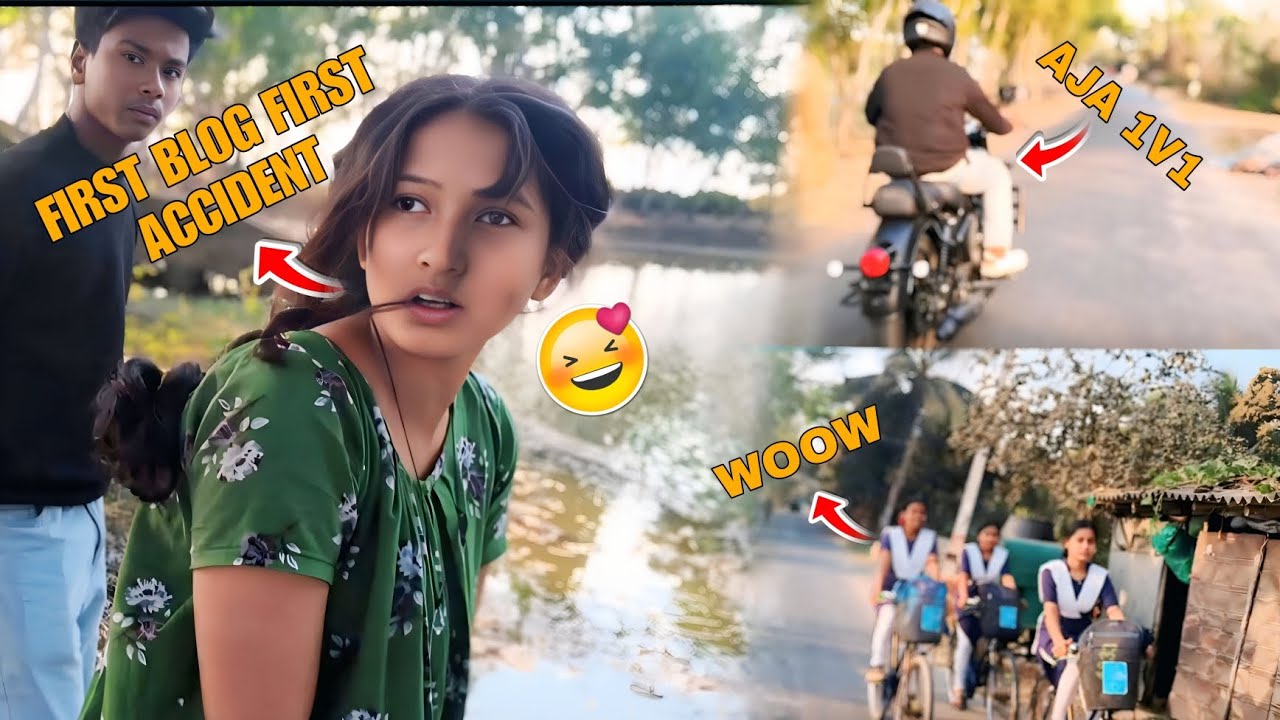 My first block 💓 and cute girl accident,, 💥 and cute girl reaction 😁