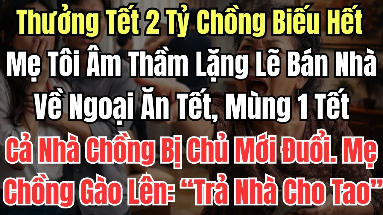 Thưởng Tết 2 Tỷ Chồng Biếu Hết Mẹ Tôi Âm Thầm Lặng Lẽ Bán Nhà Về Ngoại Ăn Tết, Mùng 1 Tết Cả Nhà Chồ