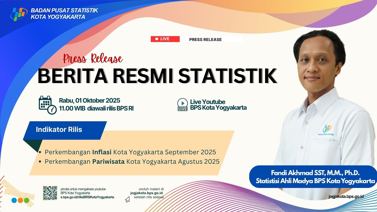 Rilis BRS Perkembangan IHK September 2025 & Perkembangan Pariwisata Agustus 2025 Kota Yogyakarta