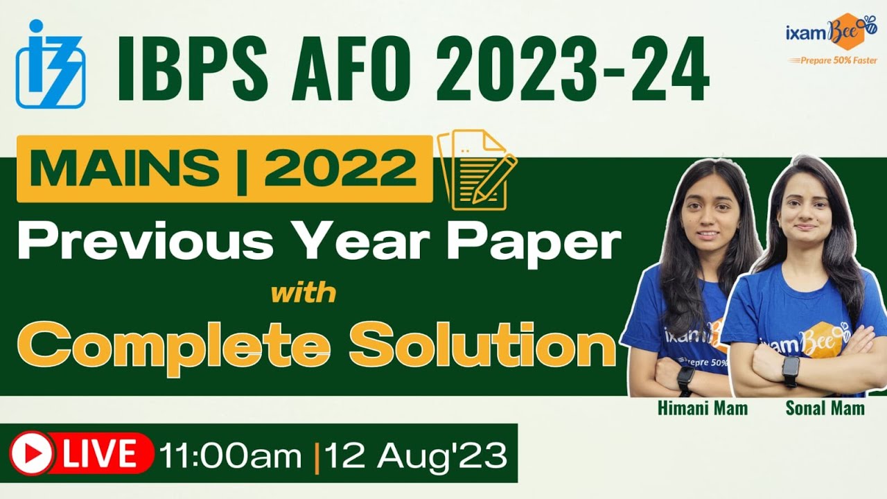IBPS AFO 2023 || IBPS AFO Mains 2022 Previous Year Paper with Complete Solution