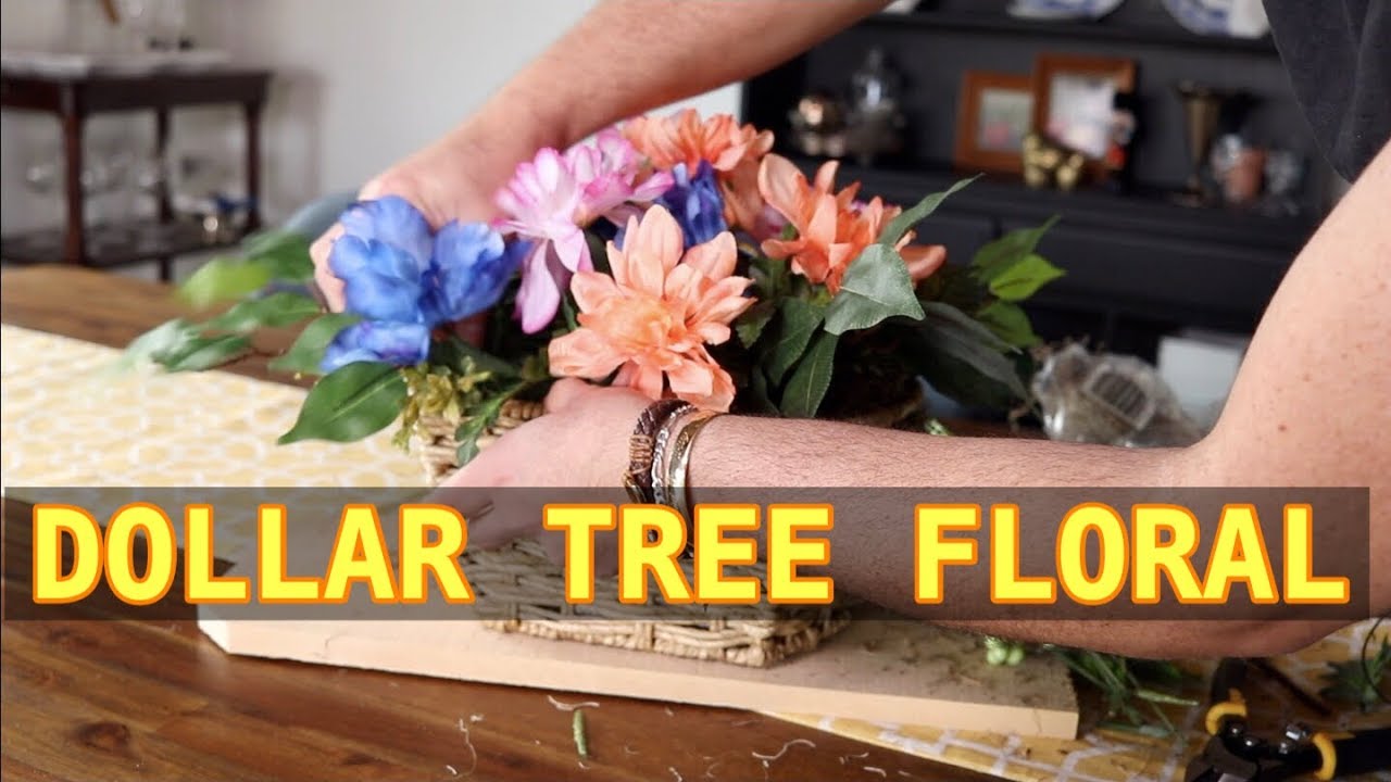Spring Floral Centerpiece On A Basket  / Dollar Tree DIY