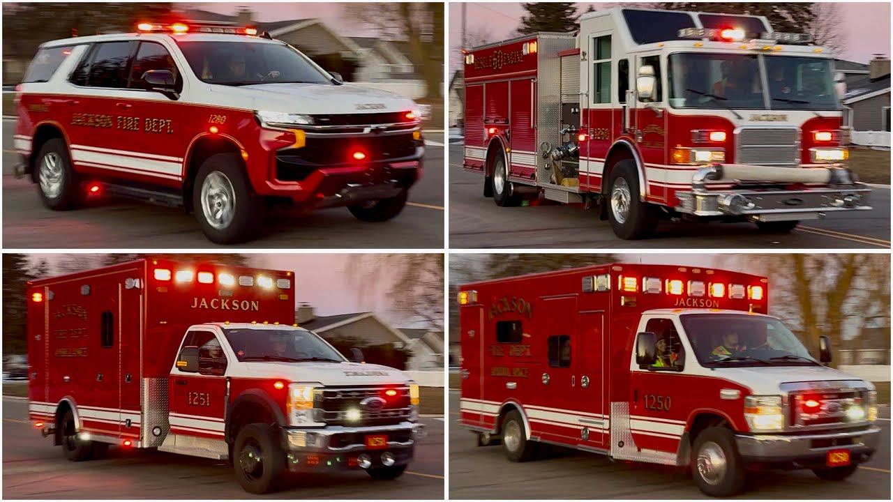 Jackson FD Command 1280, Engine 1260, Ambulance 1251, and Ambulance 1250 Responding 1-12-26