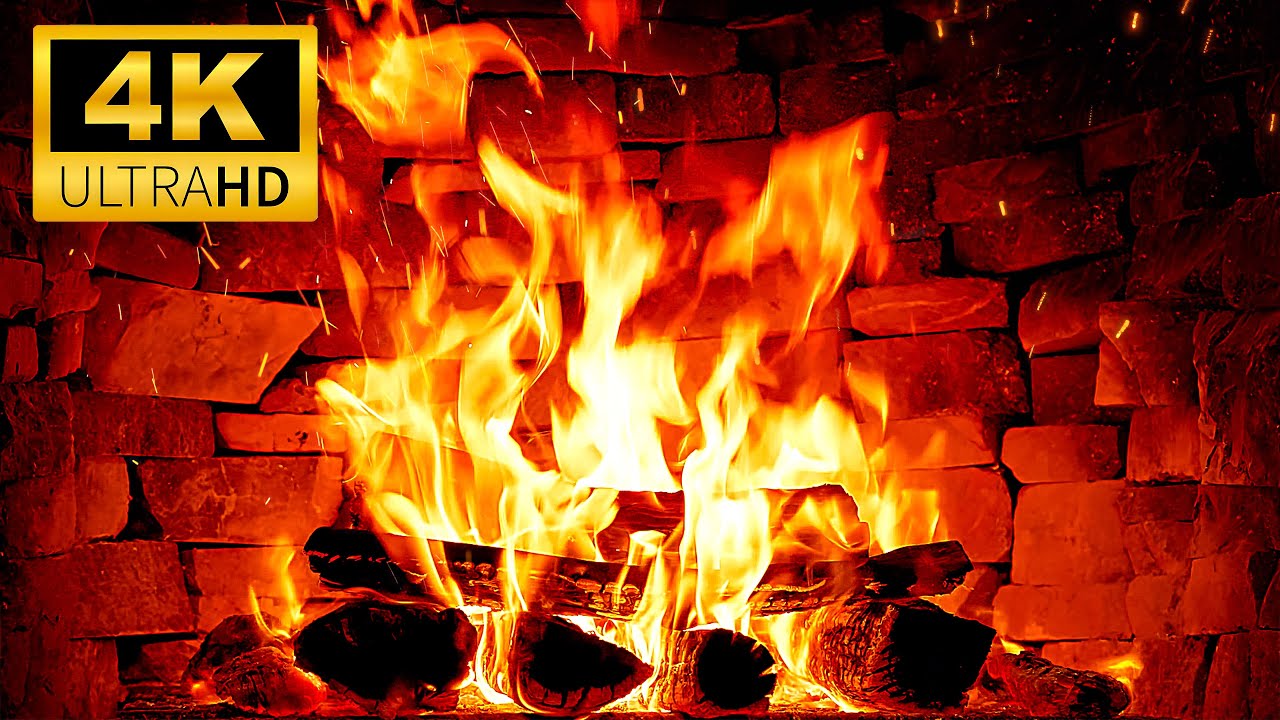🔥 Warm Fireplace 4K UHD | Crackling Fireplace Sounds & Cozy Logs | Relaxing Fireplace Ambience