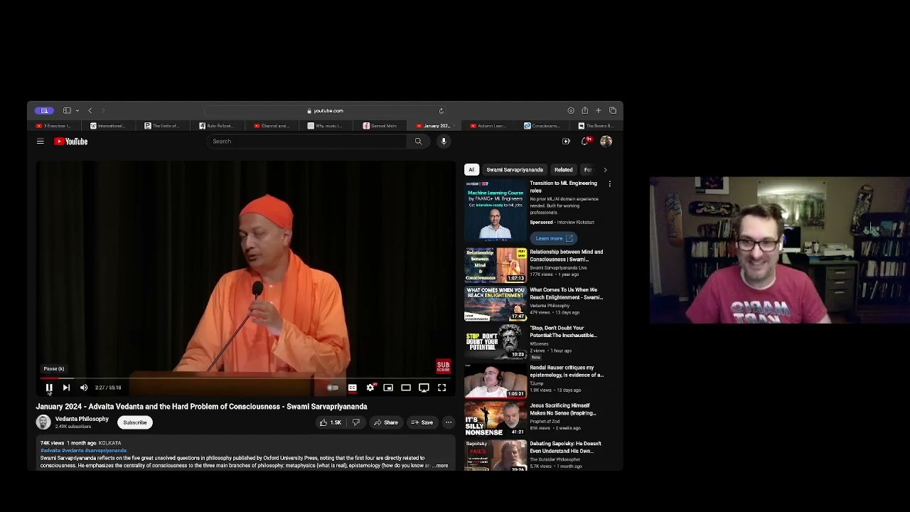 Advaita Vedanta and the Hard Problem of Consciousness - Swami Sarvapriyananda |Richard Brown Reacts