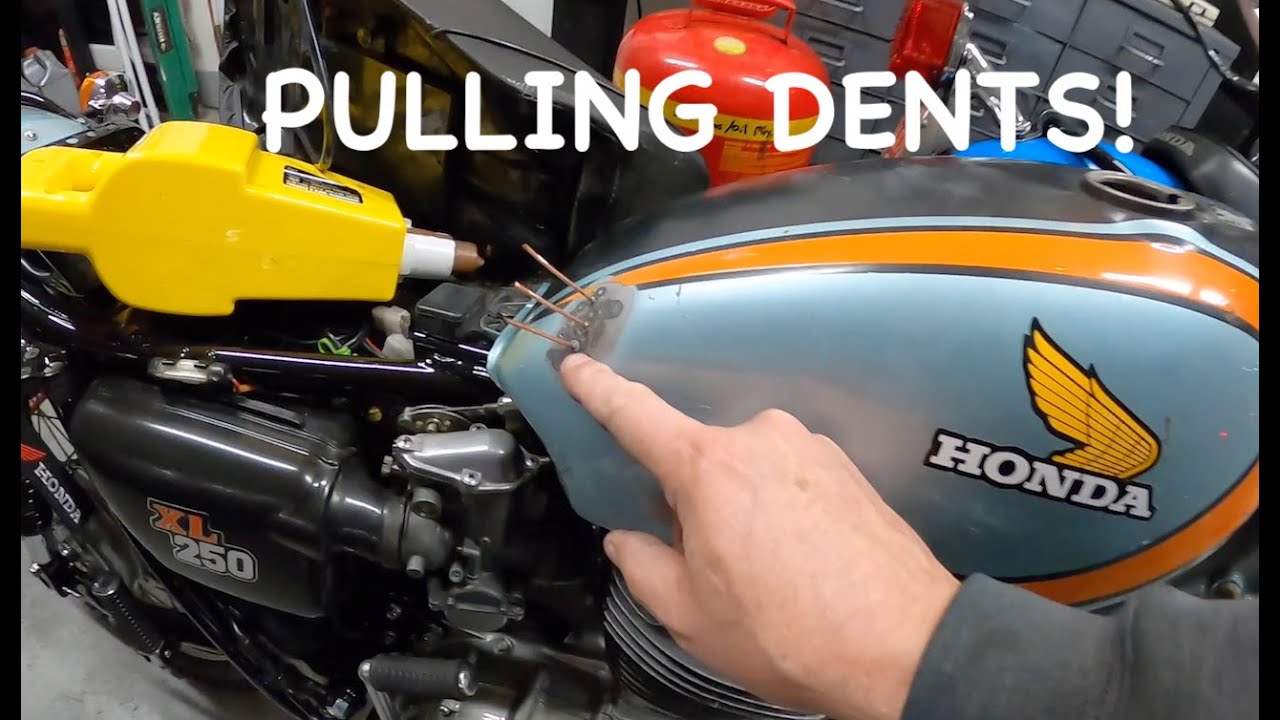 1974 Honda XL250 Motorcycle Restoration part 17, Bumping dents out of the gas tank