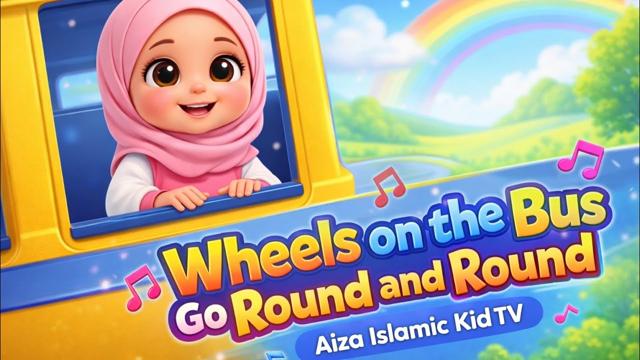 Wheels on the Bus Go Round and Round 🚌 | Islamic Kids Nursery Rhyme | Aiza Islamic Kid TV