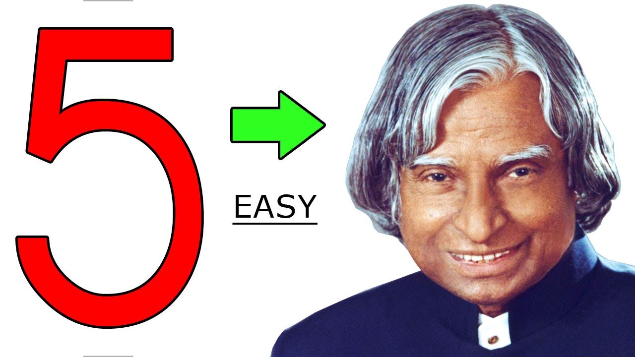 Number 5 into APJ Abdul Kalam drawing easy - How to draw apj abdul kalam drawing easy step by step