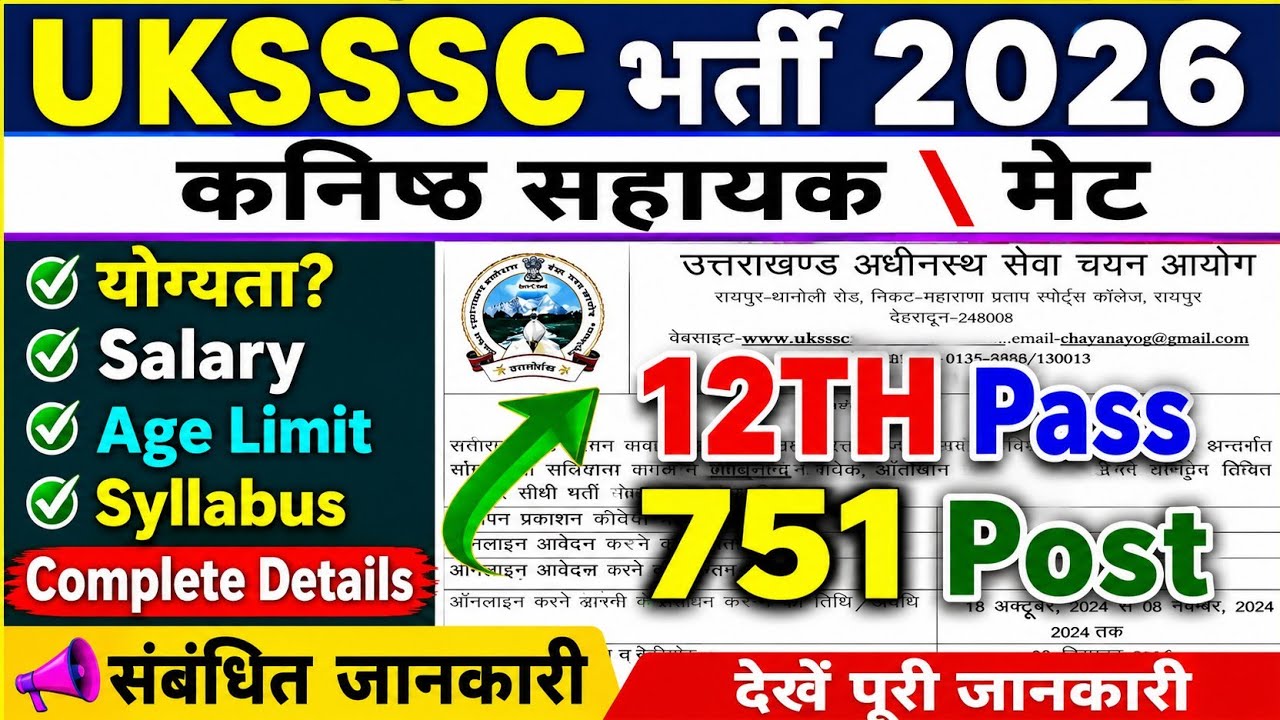 कनिष्ठ सहायक भर्ती 2026 12वीं पास के लिए भर्ती विज्ञापन जारी | योग्यता, आयु सीमा, वेतन पूरी जानकारी