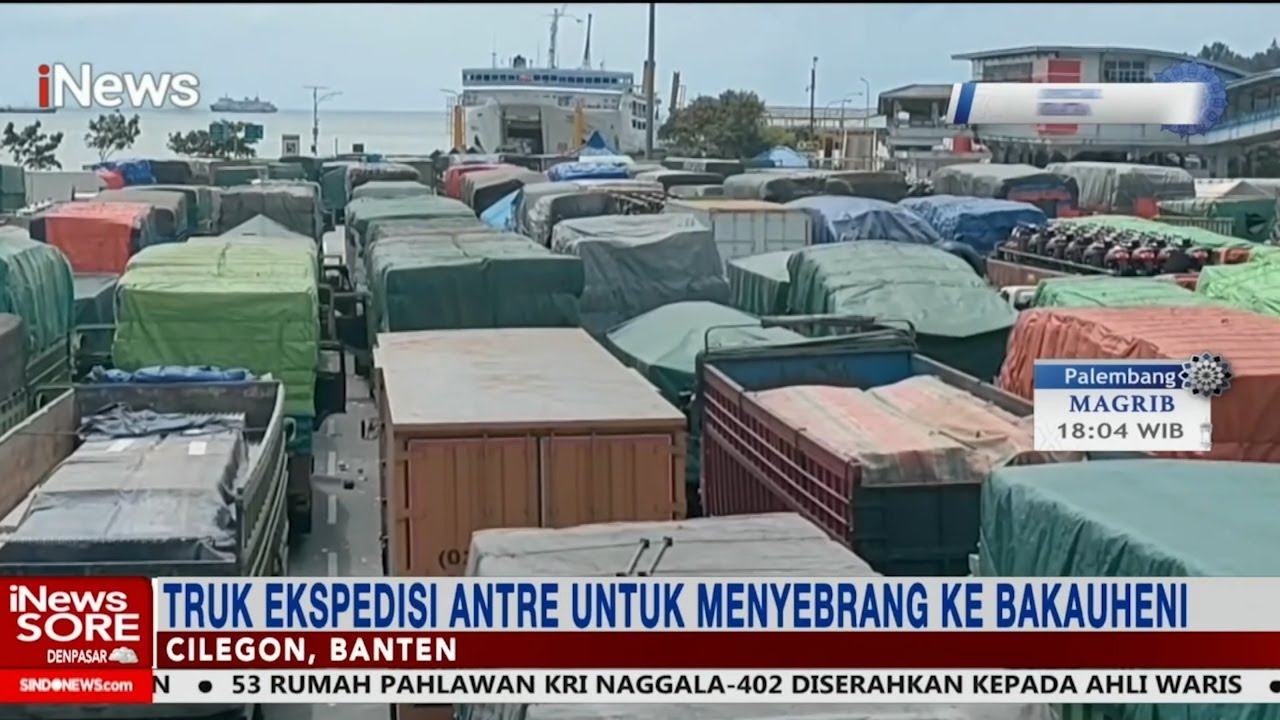 Ratusan Truk Ekspedisi Padati Pelabuhan Merak, Banten #iNewsSore 21/04