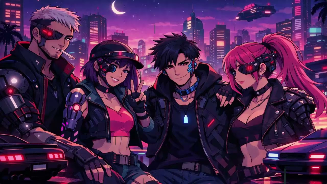 Upbeat & Relaxing Cyberpunk Synthwave Music 1 Hour