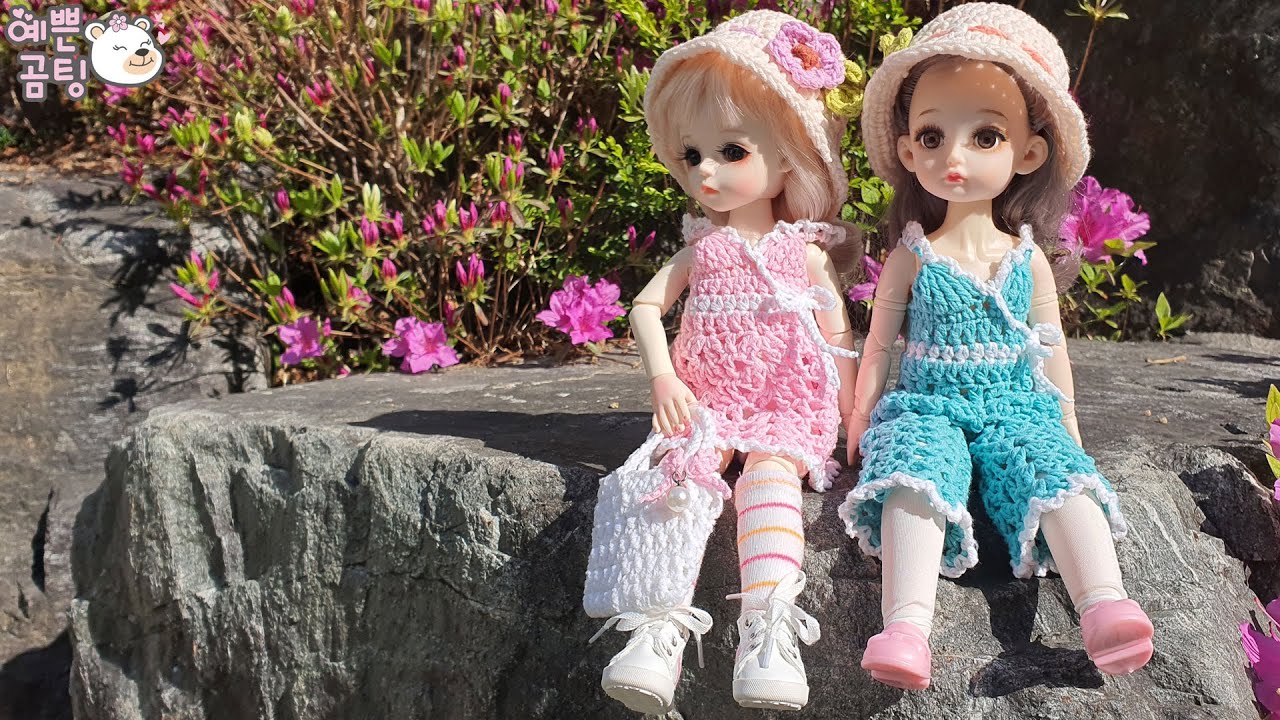 [인형옷뜨개] 랩원피스&랩점프슈트 Doll clothes crochet/수세미실 인형옷뜨기