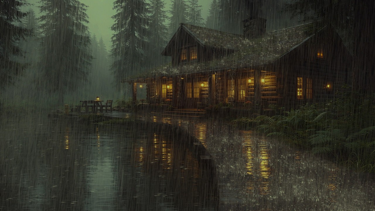 Night Forest Thunderstorm 🌩️ Heavy Rain for Restful Sleep