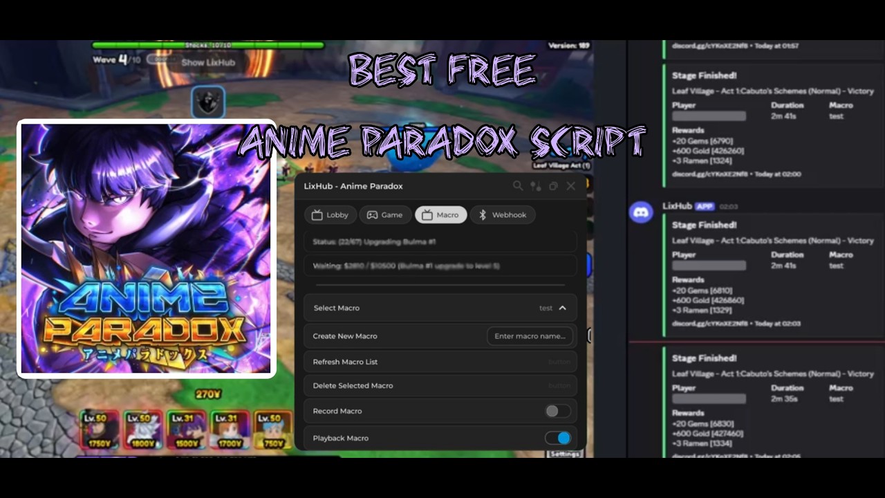 [🔥RELEASE 🔥] Anime Paradox - BEST SCRIPT *FREE* - AUTOFARM, MACRO, AUTO WIN & MORE