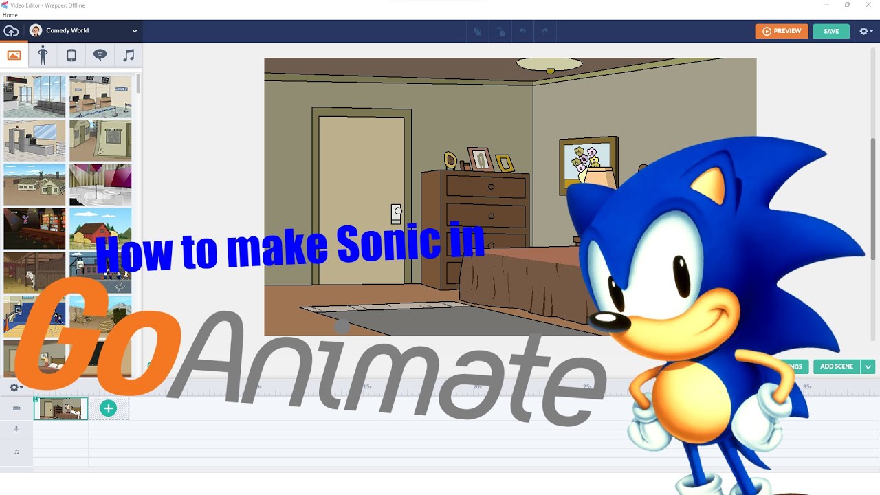 How to make Sonic the Hedgehog on Goanimate/Wrapper Offline (Example)