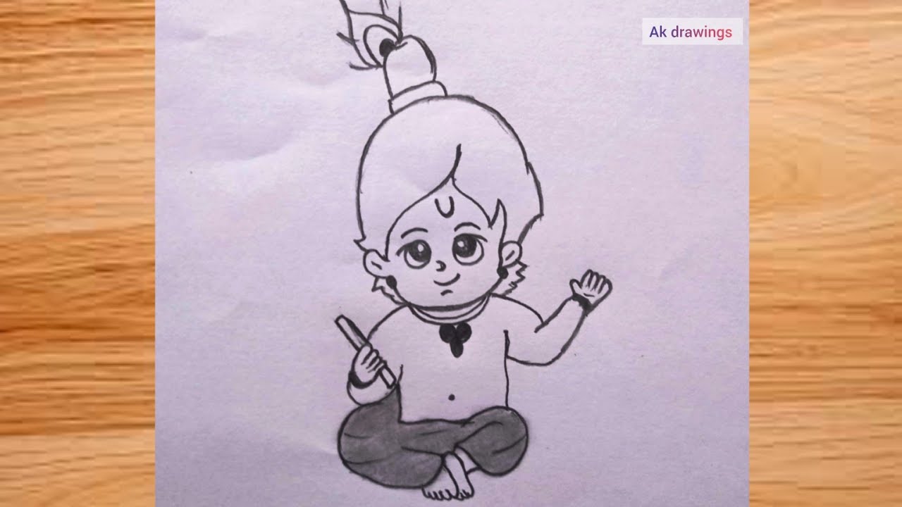 Lord Krishna drawing | Krishna drawing easy and beautiful | Bhagwan Krishna drawing