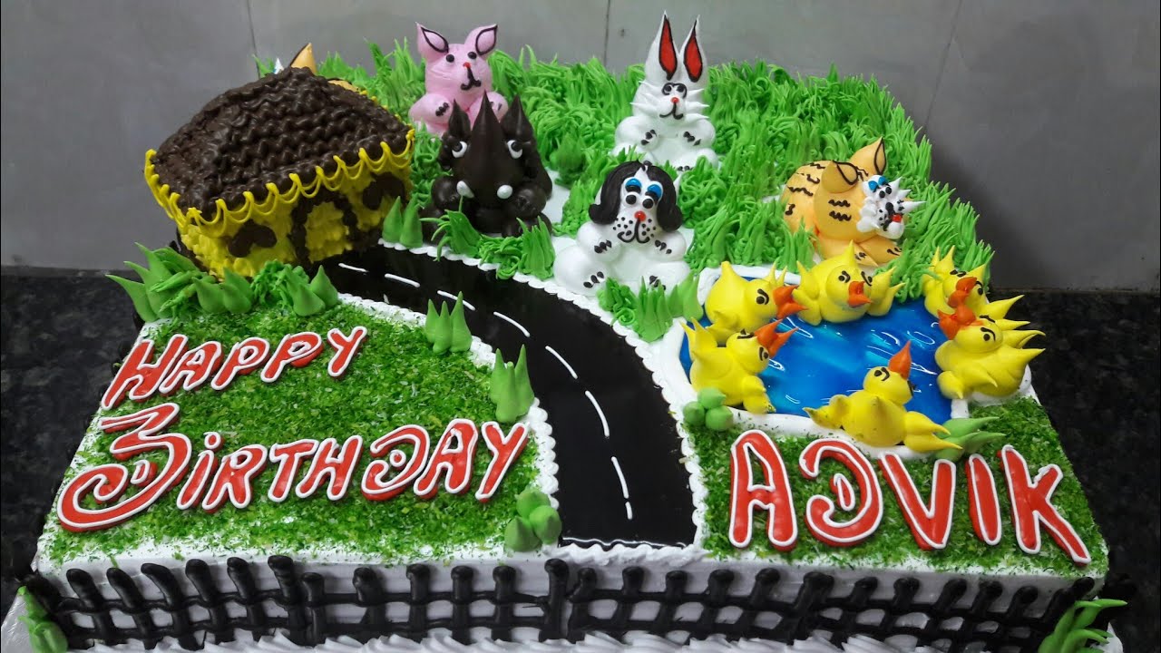 Square Shape Birthday Cake |Jungle Theme Cake |Amazing Animal Decorating Cake