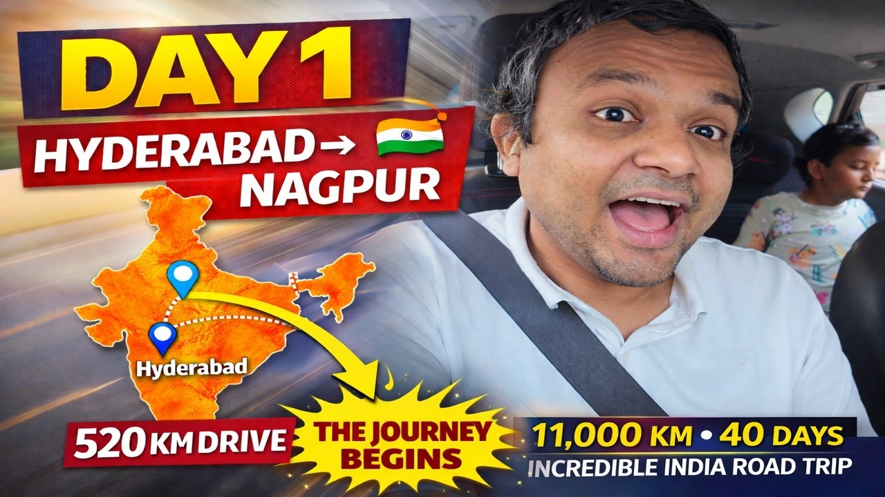 EP01: Hyderabad to Nagpur Road Trip | Day 1 of 40-Day India Journey | 520 KM | Family Travel Vlog