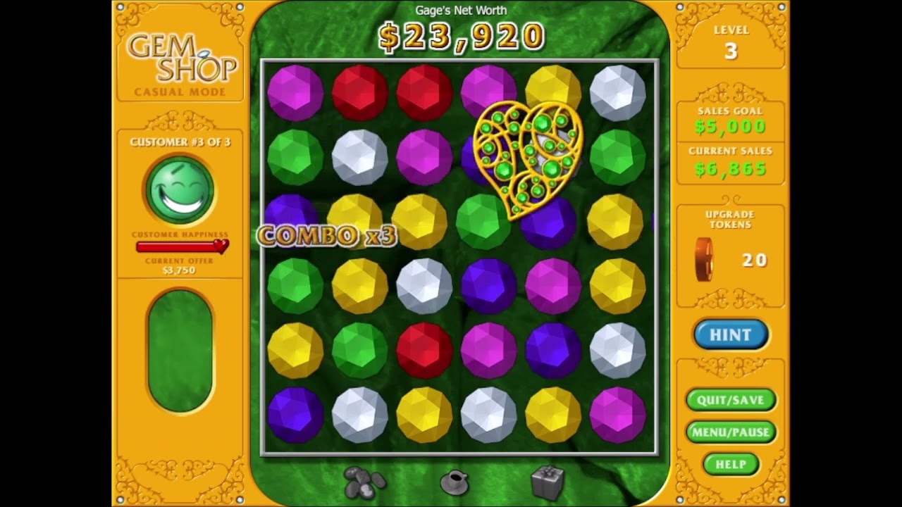 Gem Shop (Oberon Media) (2005) Casual Mode Level 1-6 Gameplay (Last Video of 2023)