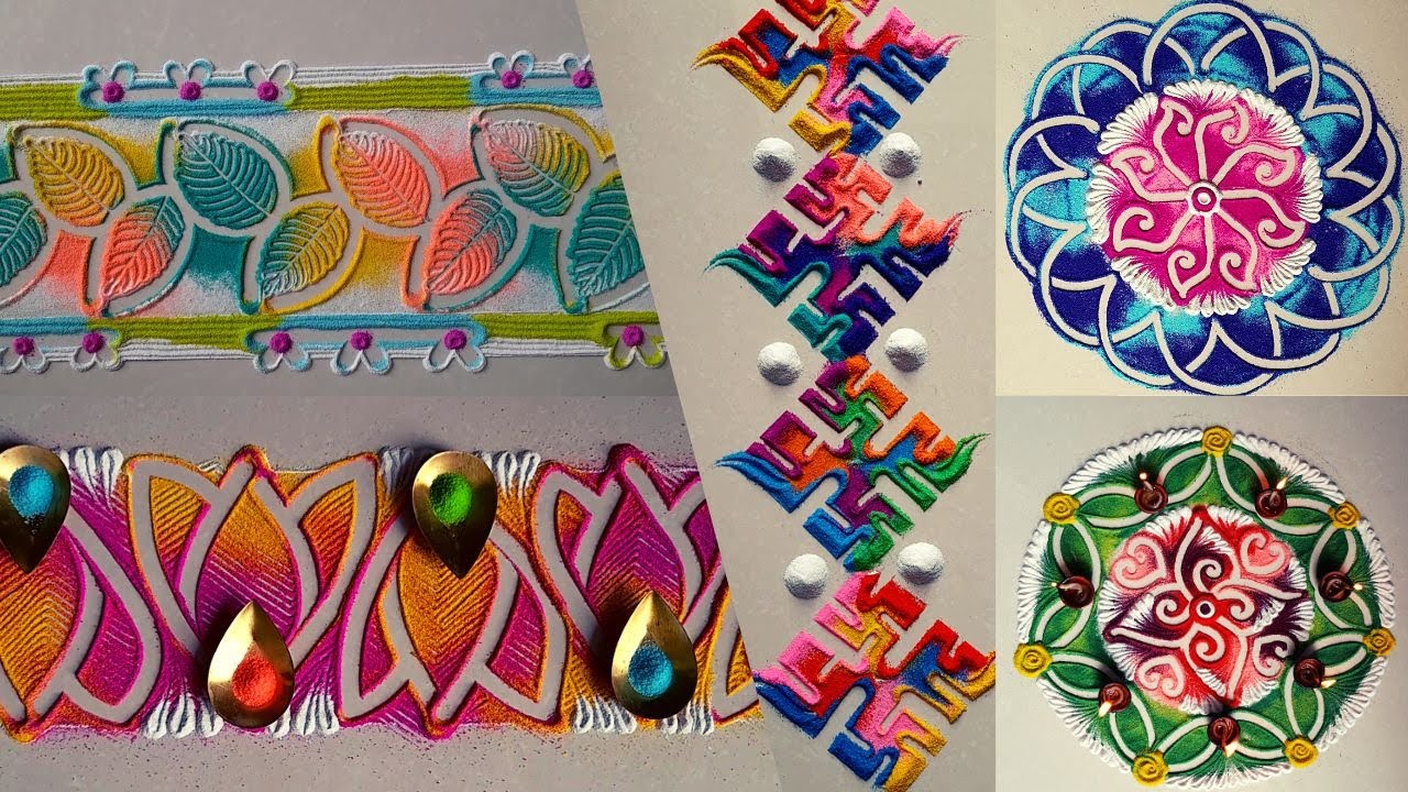 Easy and creative rangoli designs for festivals | Relaxing rangoli art
