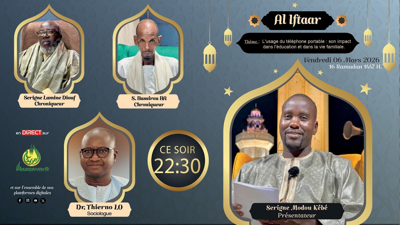🔴Suivez en Direct AL Iftar | Jour 16 Ramadan 1447 H | Vendredi 06 Mars 2026 | Al Mouridiyyah Tv: