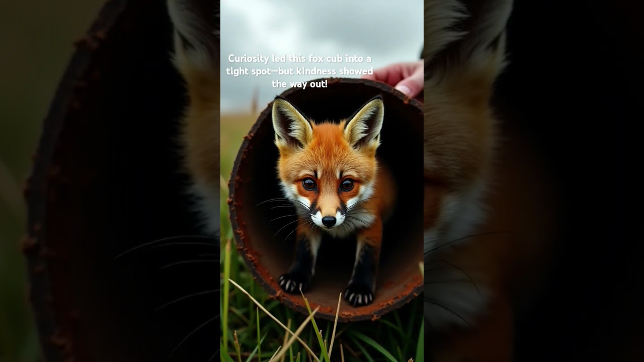 Curious Fox Cub Stuck in Pipe Saved! #PawTales #FoxRescue