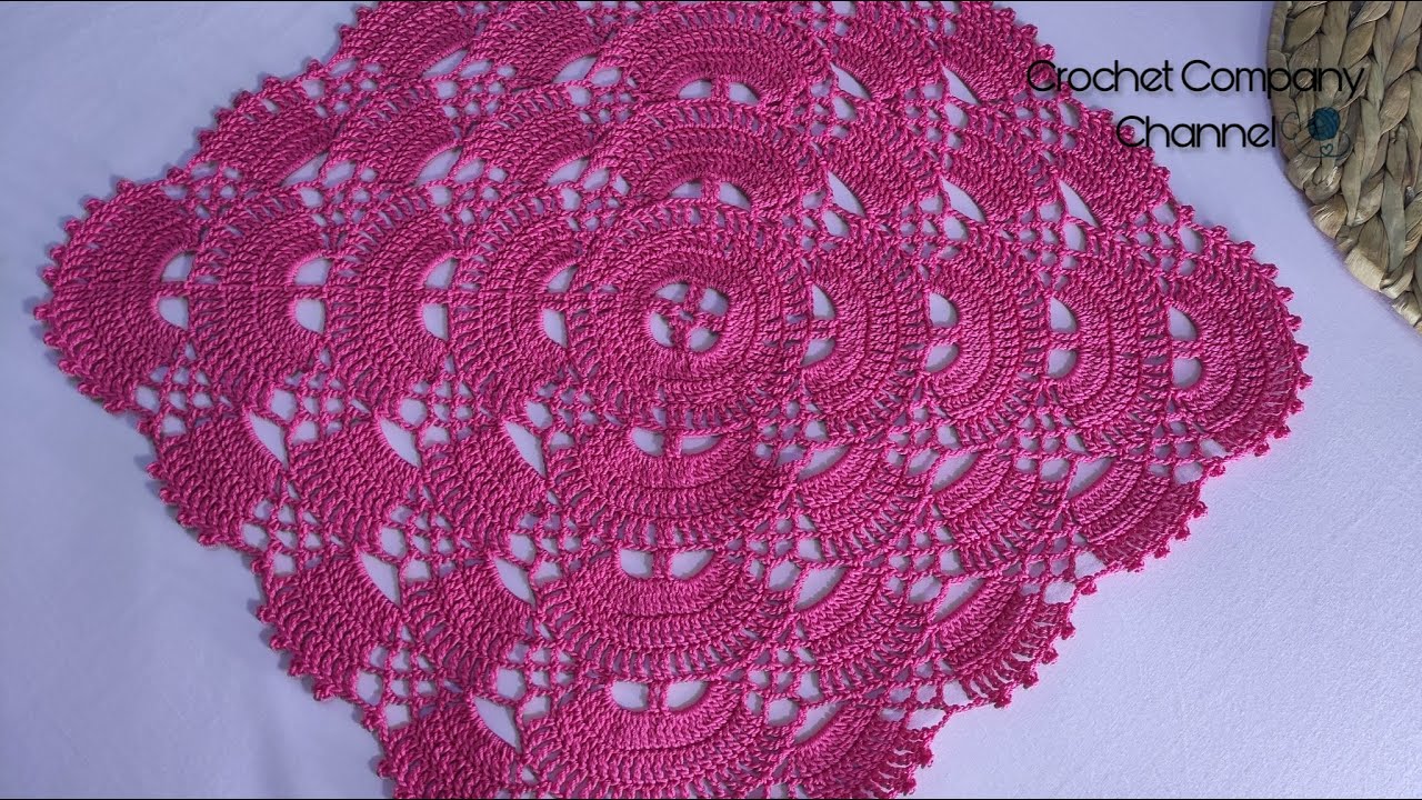 مفرش مربع كروشيه لاى مقاس _ Crochet tablecloth