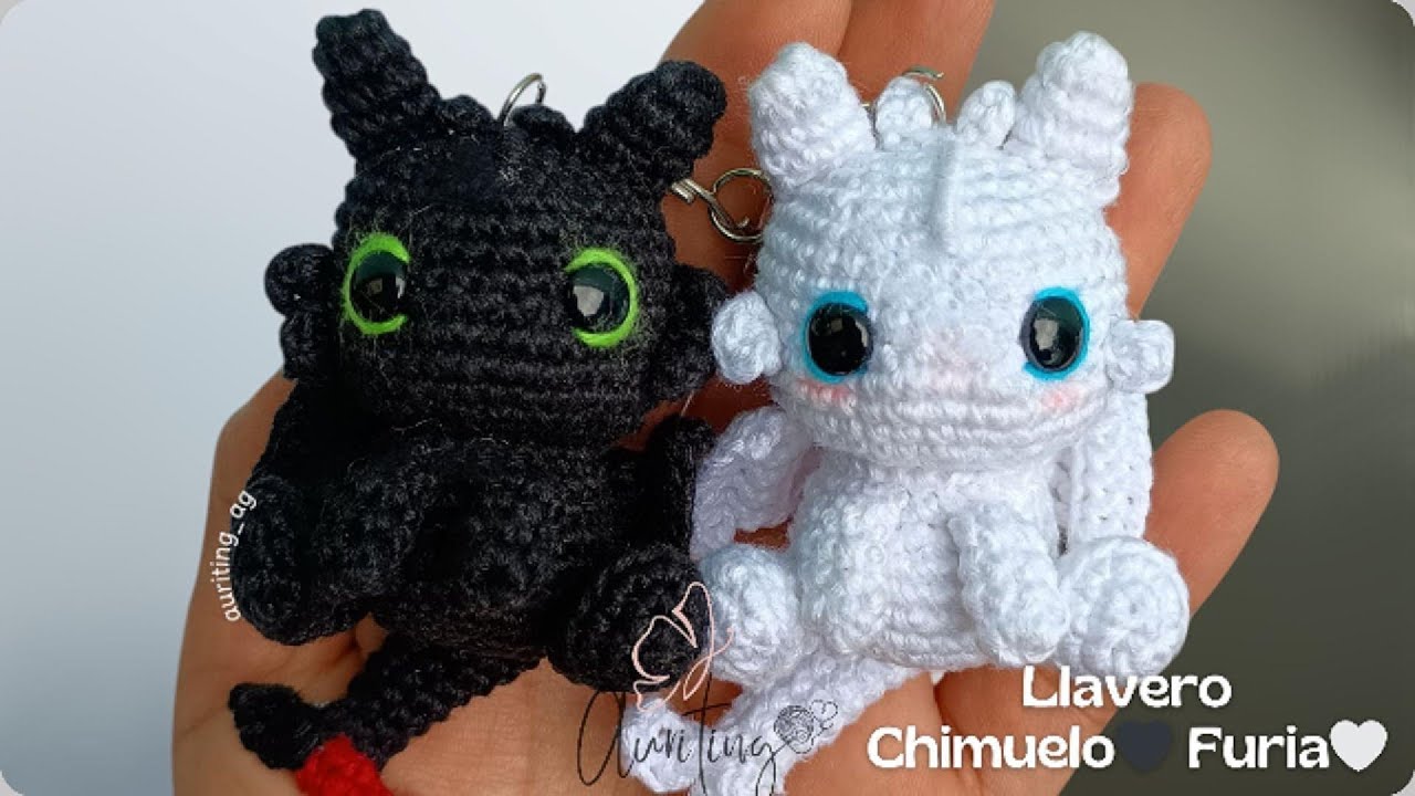 Llavero Chimuelo 🖤 y Furia 🤍 - Crochet | Tutorial 4