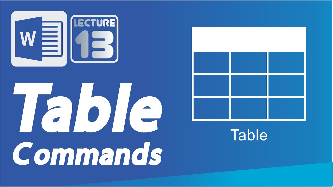 Lecture 13 | Microsoft Word | Table Commands | Taj Institute | Urdu | Hindi