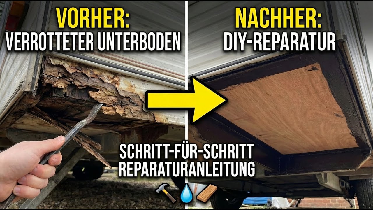 Großer Schaden am Wohnwagen-Unterboden: Vollständige Rahmen-Erneuerung & Abdichtung