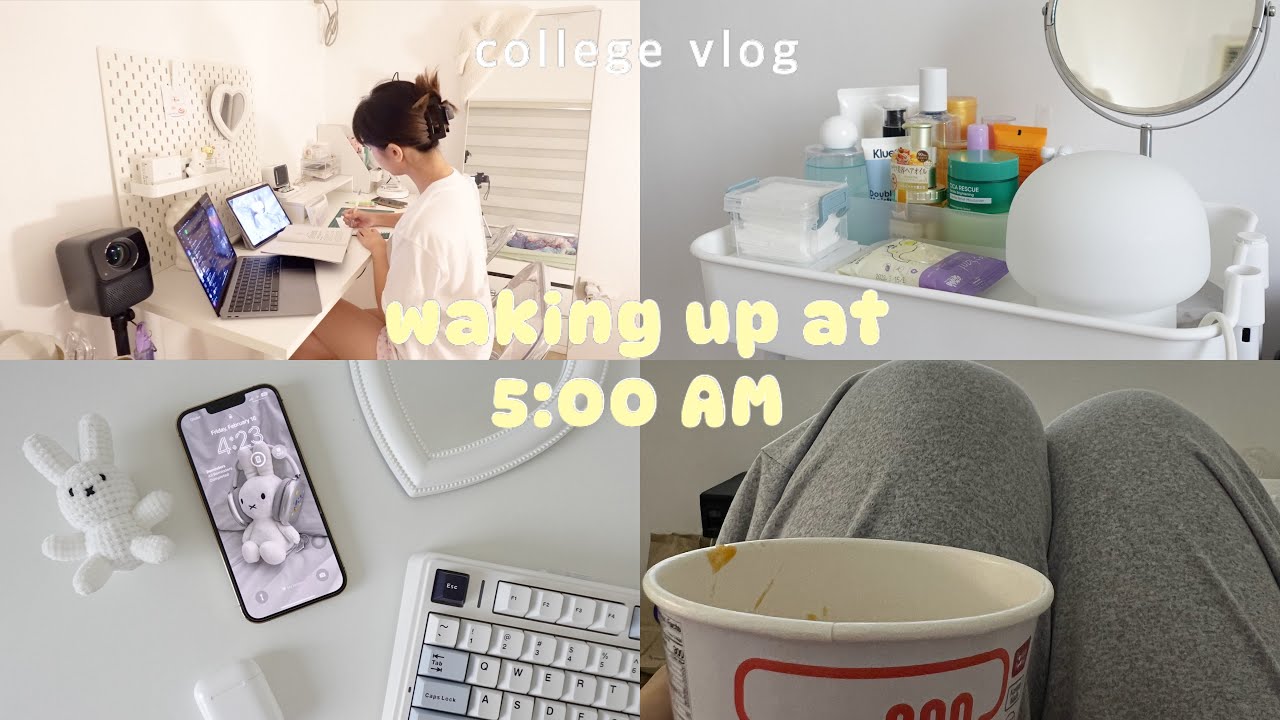 Waking Up at 5 AM 🧷 Uni Life, Productive Study with Me, Updated Skincare Routine, Unboxing, etc
