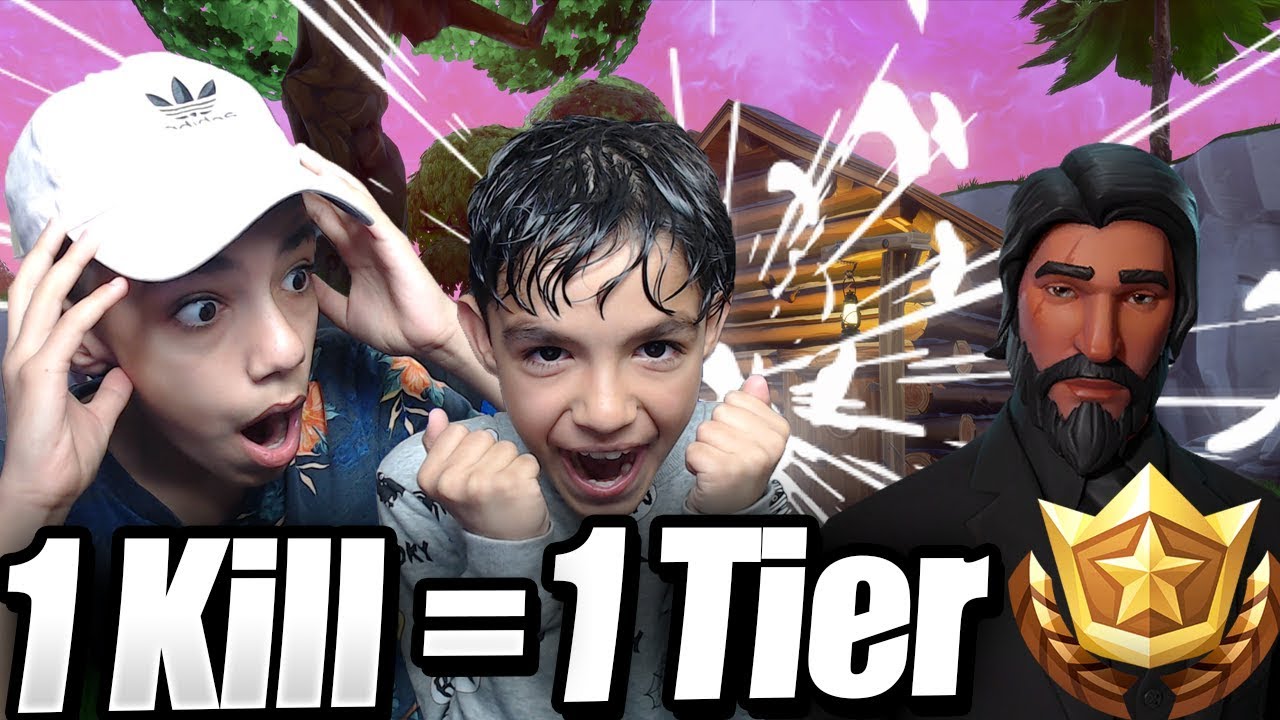1 Kill = 1 Tier With 10 Year Old Little Brother!(Fortnite Battle Royale)