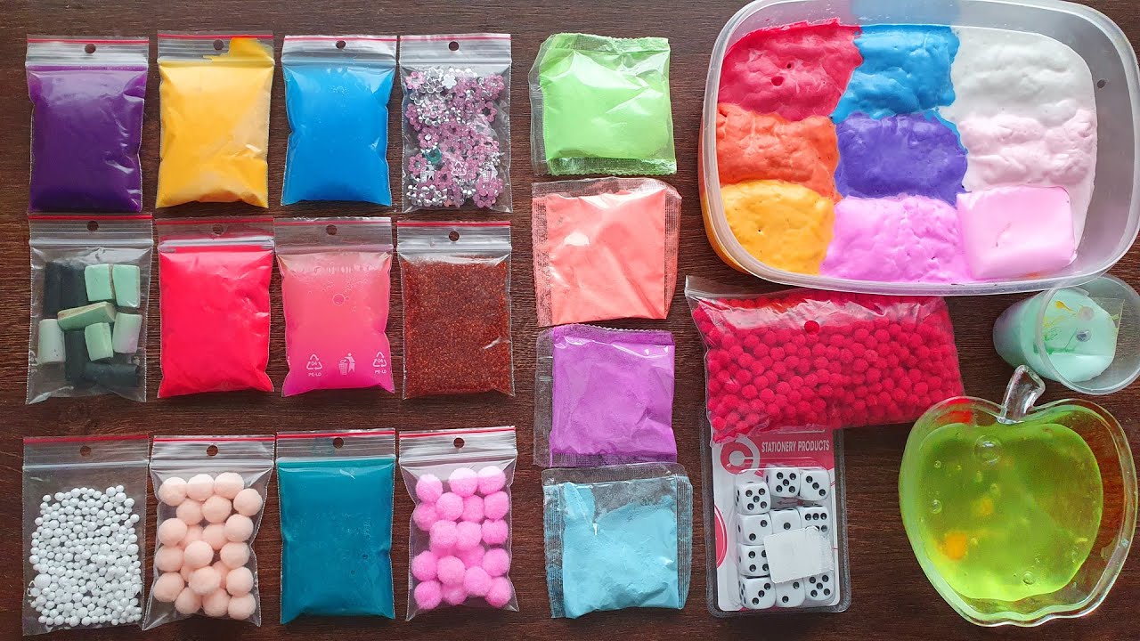 Relaxing Slime Making with Bags Stuff and more Slime