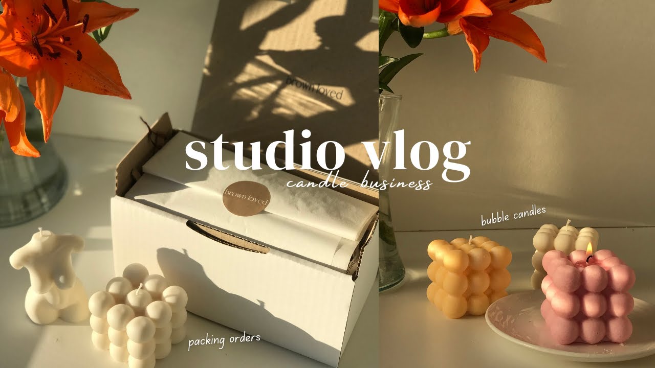 candle studio vlog | organizing inventory, packing orders, new candle molds, candle-making