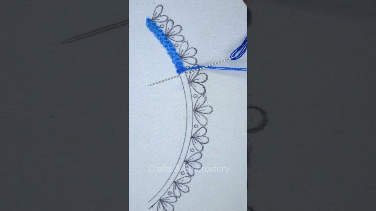 Too much pretty neck embroidery design by hand! #shorts #trending #viral #embroidery #art #tutorial