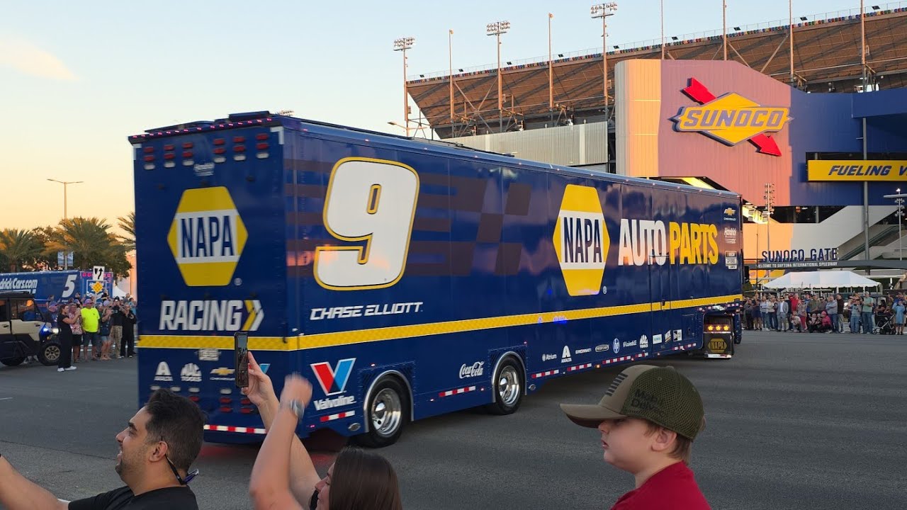 2026 Daytona 500 Hauler Parade | NASCAR Transporters Roll Into Daytona Beach