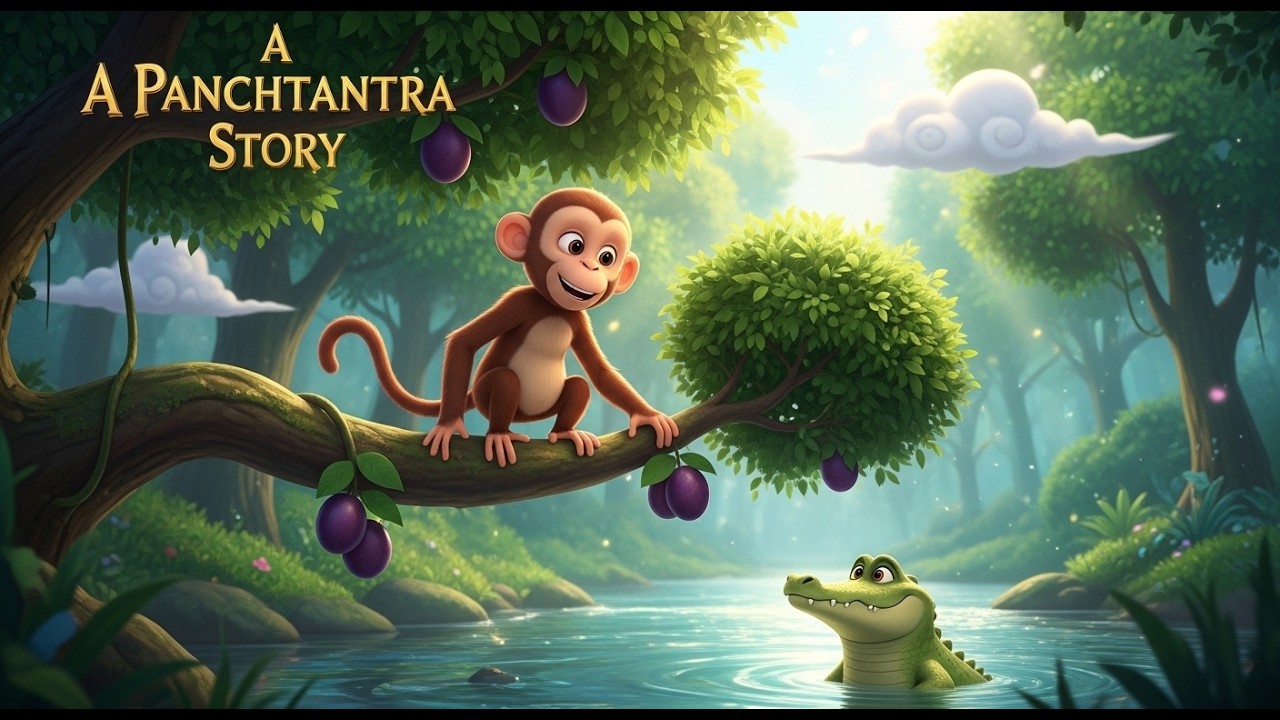 Panchatantra Tales for Kids | The Monkey and the Crocodile | Moral Story