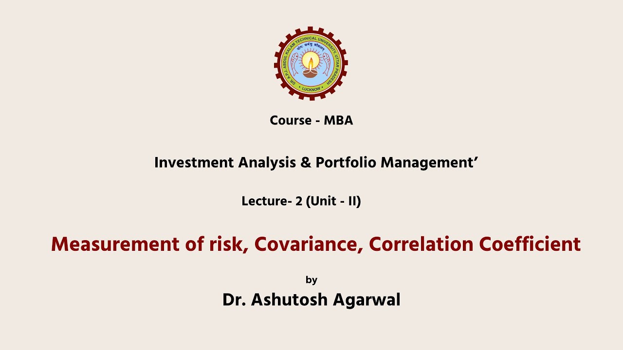 Investment Analysis & Portfolio Management | Measurement of risk, Covariance  | AKTU Digital