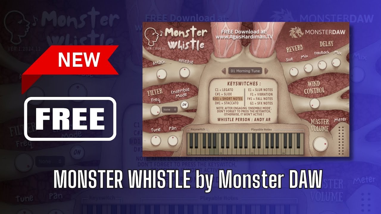 GREAT NEW FREE Plugin! MONSTER WHISTLE by Monster DAW - Sound Demo