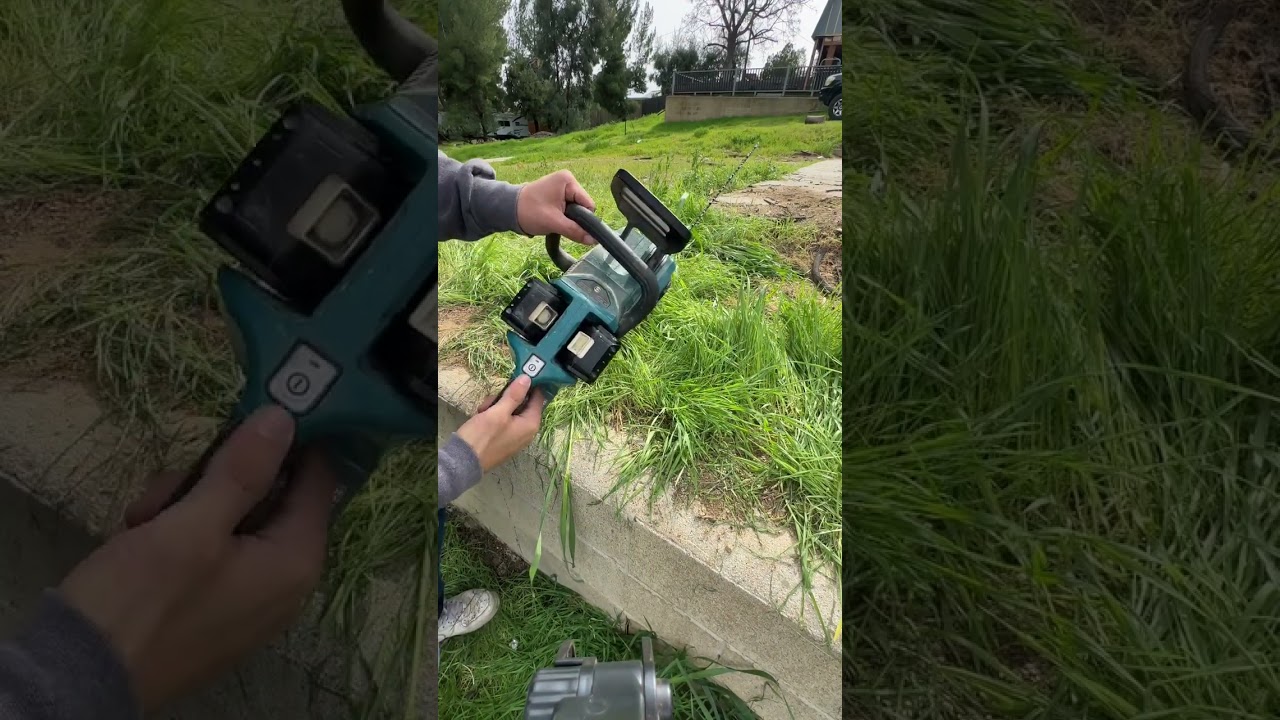 Testing my new 36V Makita battery chainsaw. 🫣 works well for small branches.