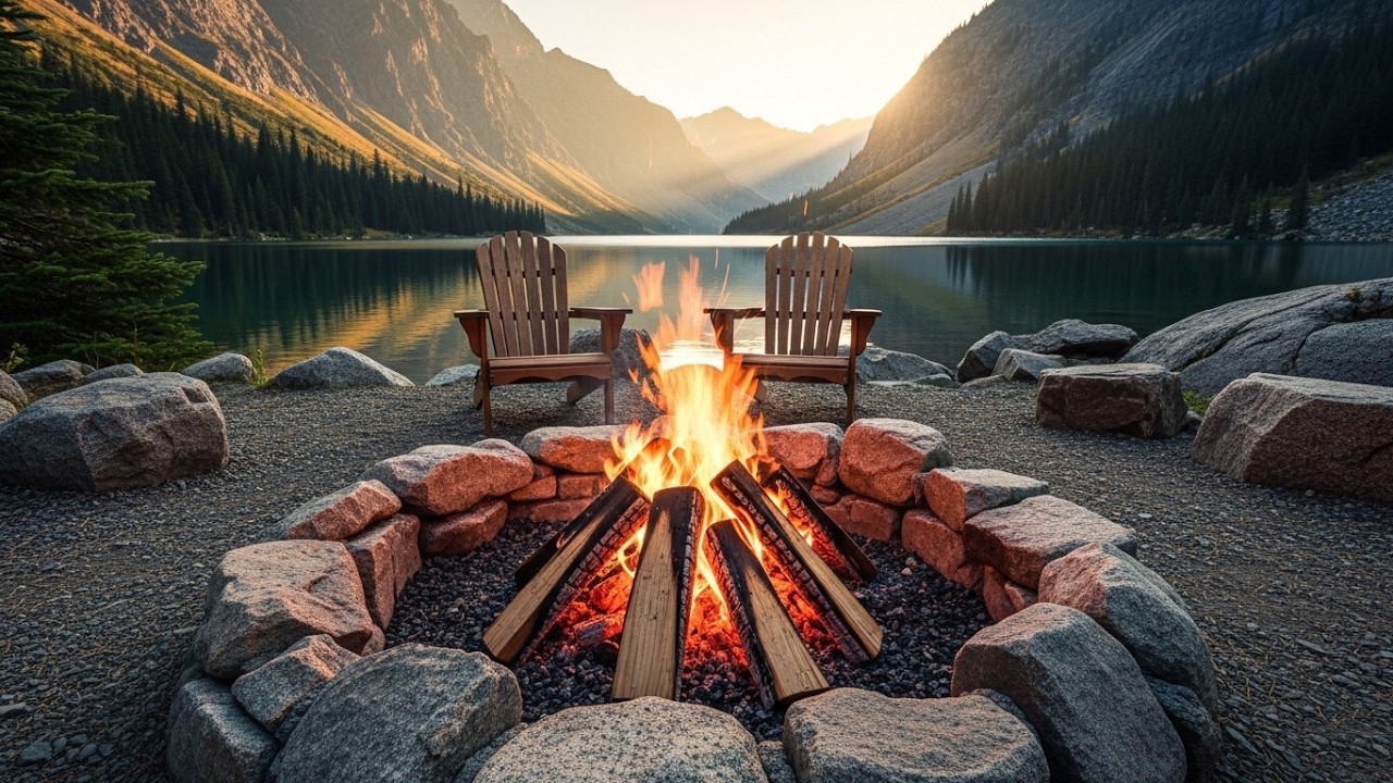 Peaceful Campfire by the Lake | Crackling Fire & Calm Water Ambience