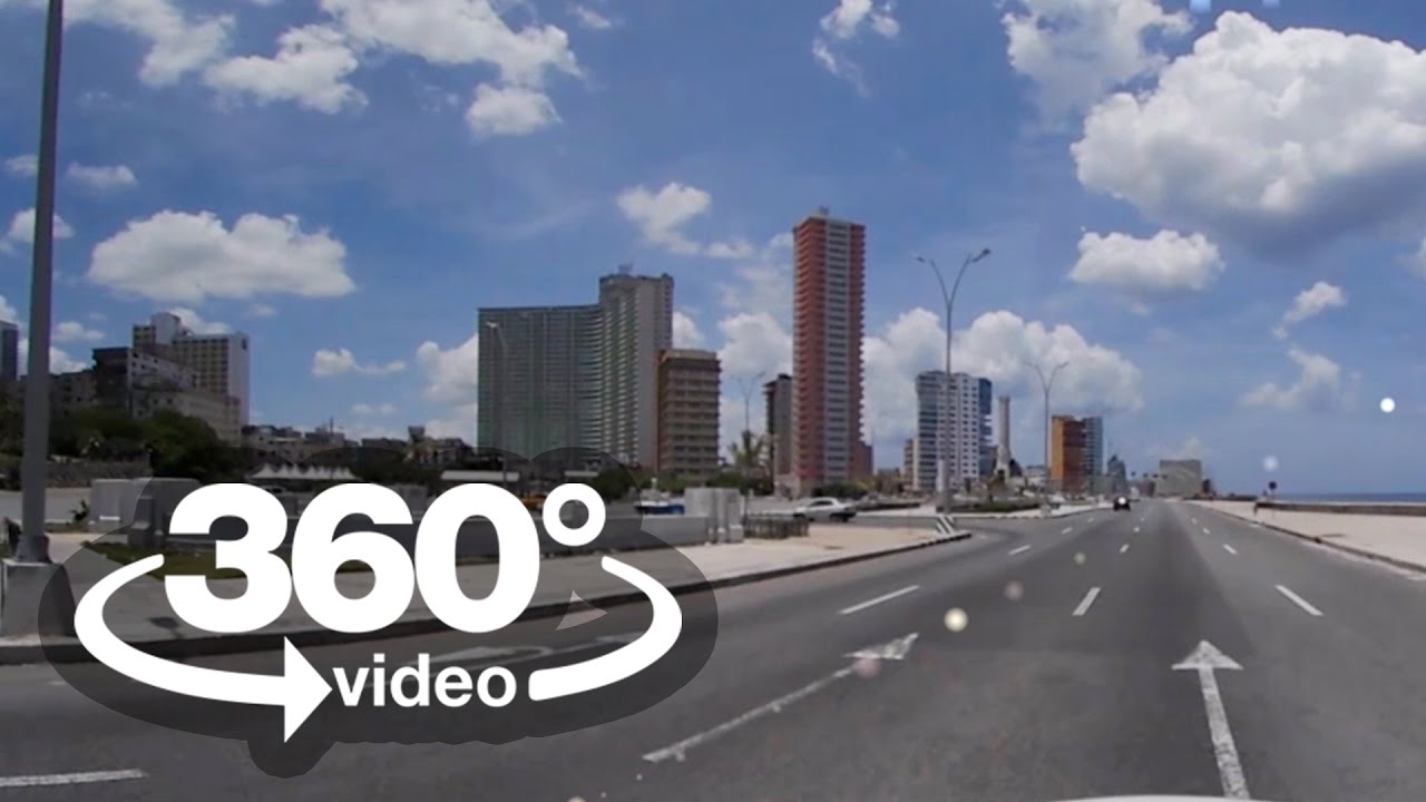Habana Cuba: camera car Malecon vuelta en carro video 360 grados