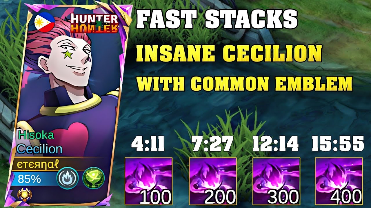 400 STACKS IN 15 MINUTES?! Cecilion with Common Emblem is CRAZY, Cecilion Gameplay |  #mlbb