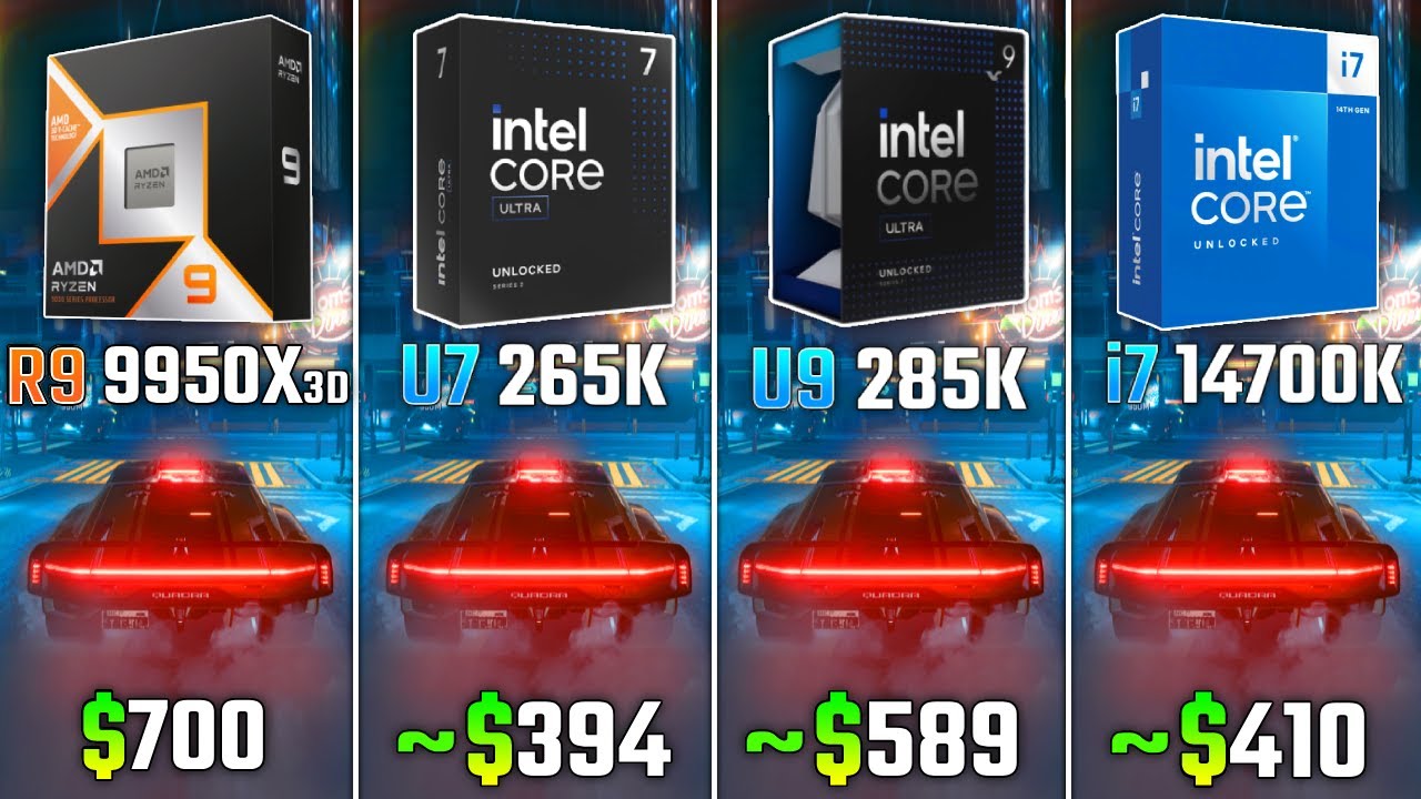 RYZEN 9 9950X3D vs ULTRA 7 265K vs ULTRA 9 285K vs INTEL i7-14700K | Test in 6 Games