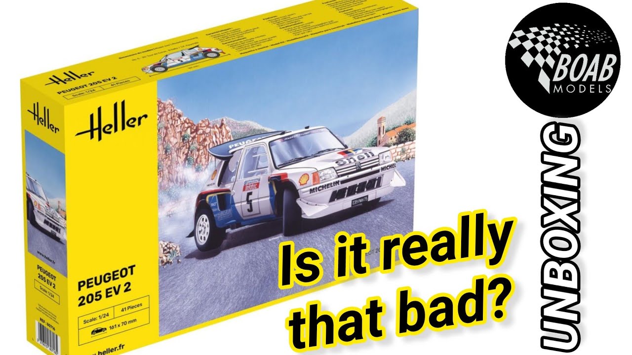 Peugeot 205 T16 Evo 2 - Unboxing 1/24 Heller Model kit - Group B Rally car 1986 Tour de Corse