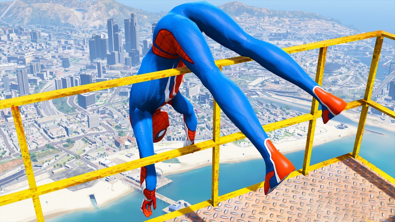 SPIDERMAN CRAZY JUMPS/FALLS #4 (GTA 5 Spider-Man Fails)
