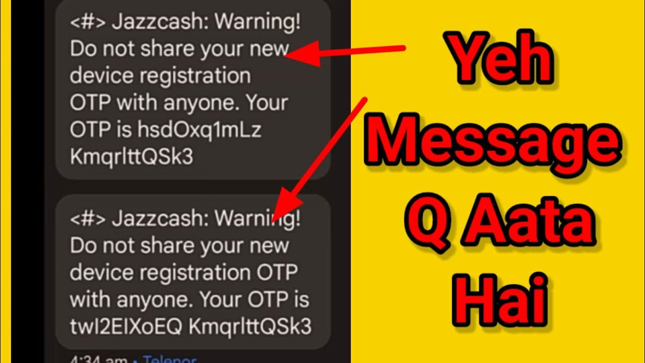 jazzcash warning do not share your new device registration | otp problem