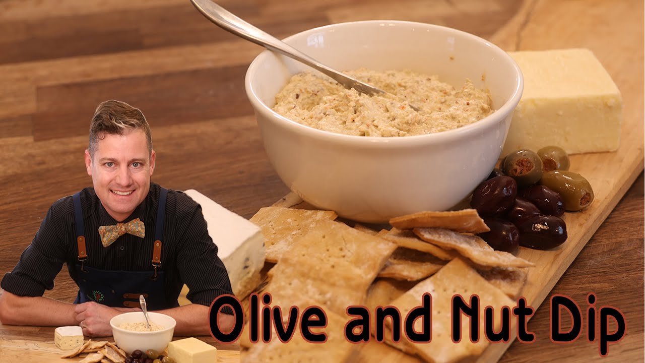 Creamy Olive & Pecan Dip with Gluten-Free Soda Crackers