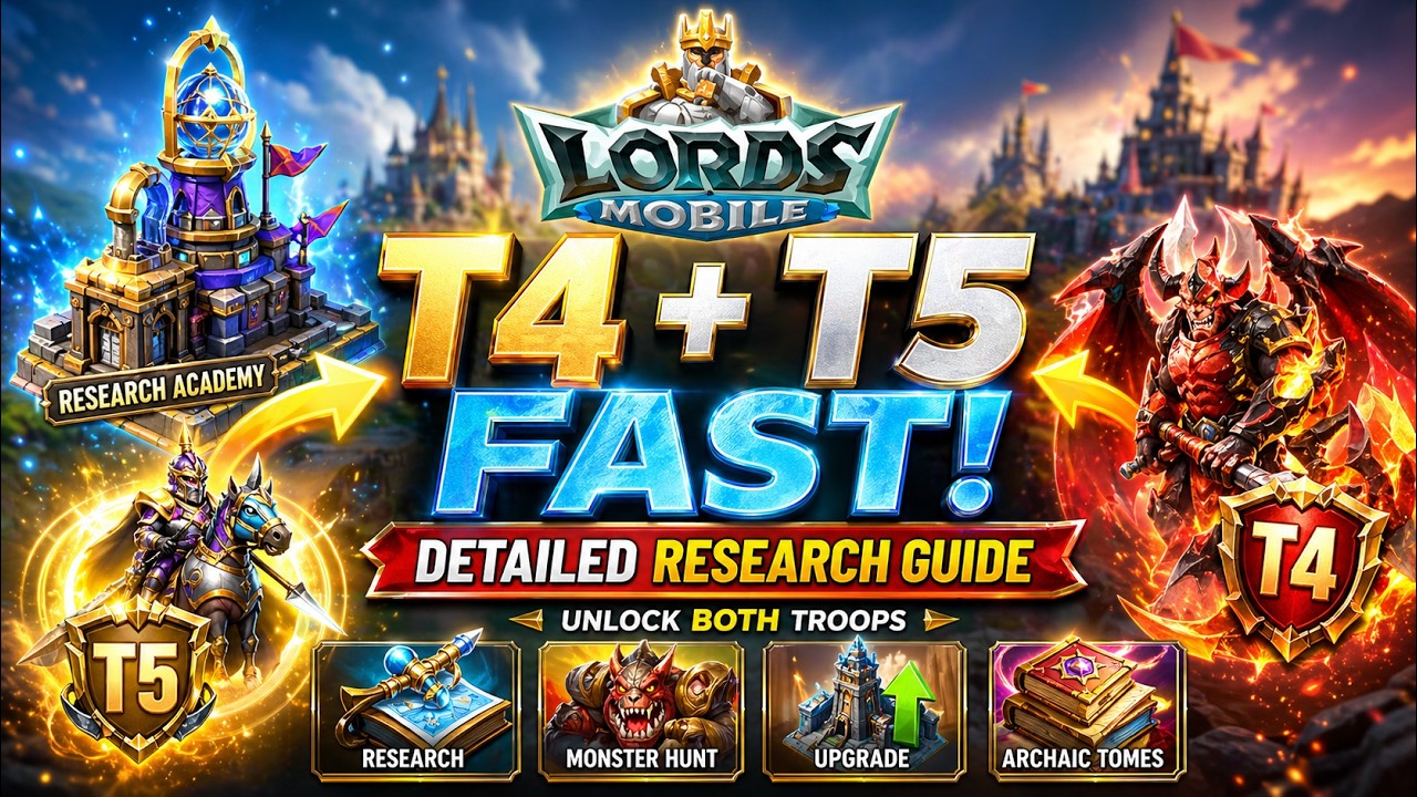 Guide on what to research to get T4 and T5 FAST | Lords Mobile | Know all research trees.