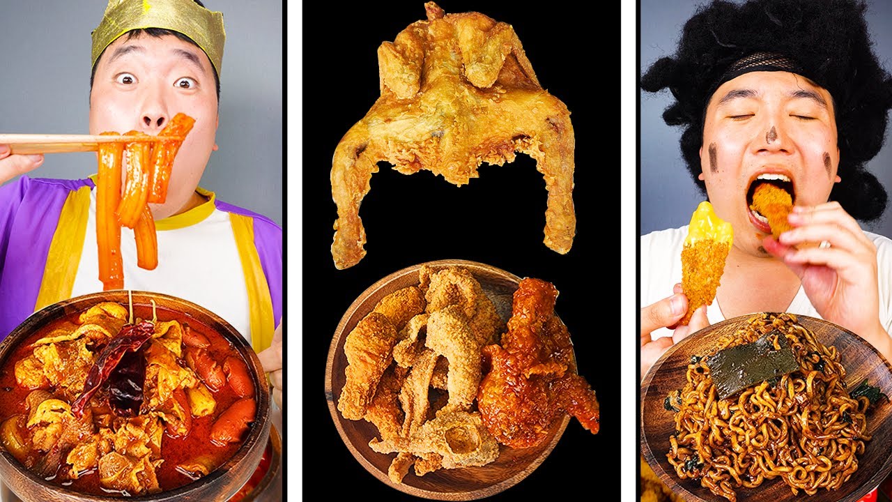 Хрустящая горячая жареная курица KFC Mukbang! с приправленной жареной курицей и картофелем фри