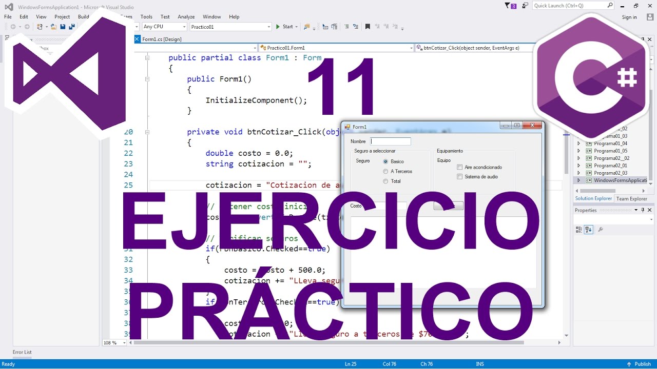 Tutorial Programación Windows Forms C# 11 --- Ejercicio práctico